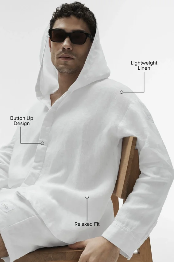 Linen Days Hettegenser med knapper – Hvit