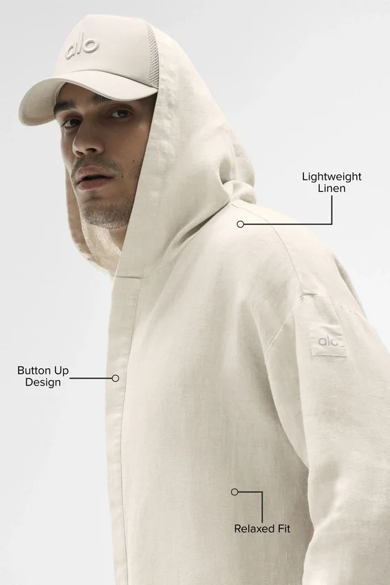 Linen Days Hettegenser med knappestolpe – Bone