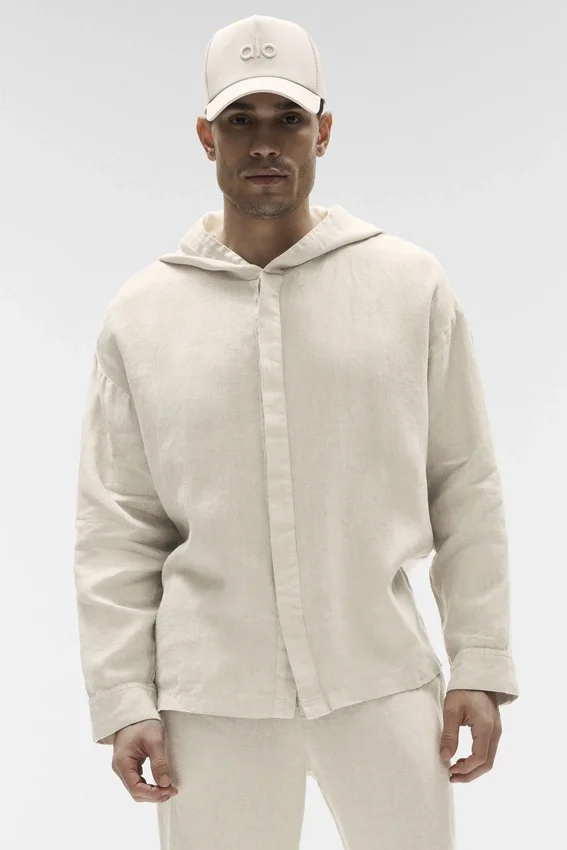 Linen Days Hettegenser med knappestolpe – Bone