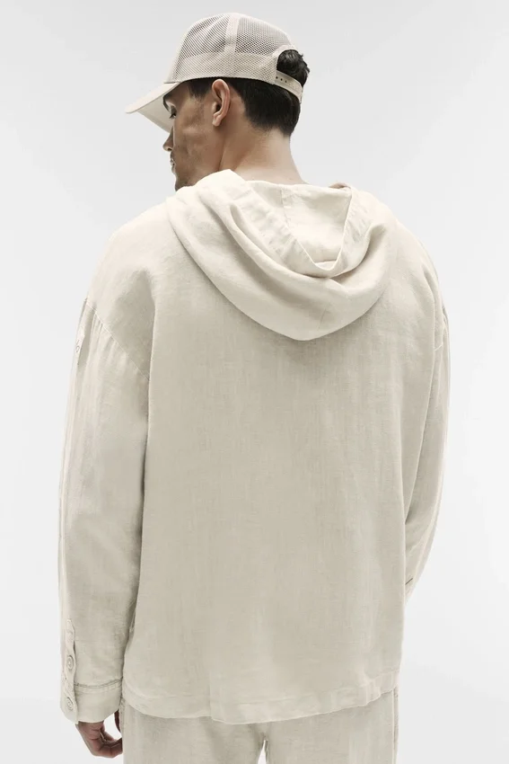 Linen Days Hettegenser med knappestolpe – Bone