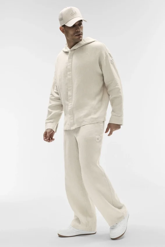 Linen Days Hettegenser med knappestolpe – Bone