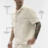 Linen Days kortærmet skjorte med knapper – Bone