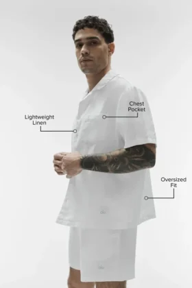 Linen Days kortærmet skjorte med knapper – hvit