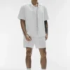 Linen Days kortærmet skjorte med knapper – hvit