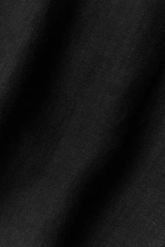 Linen Days kortærmet skjorte med knapper – svart