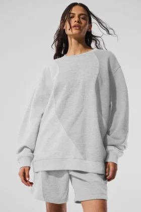 Make Waves-genser med rund hals – Athletic Heather Grey Tonal