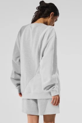 Make Waves-genser med rund hals – Athletic Heather Grey Tonal