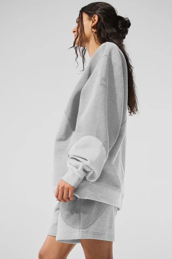 Make Waves-genser med rund hals – Athletic Heather Grey Tonal