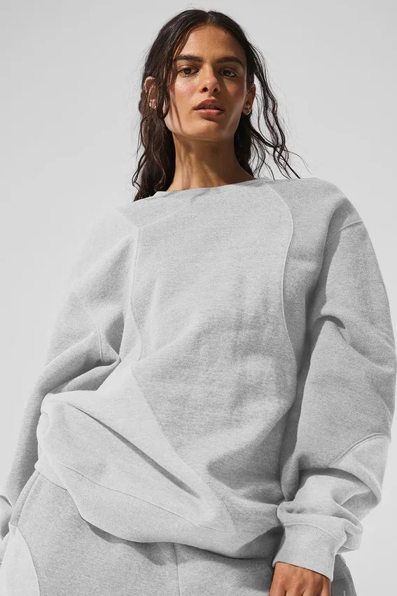 Make Waves-genser med rund hals – Athletic Heather Grey Tonal