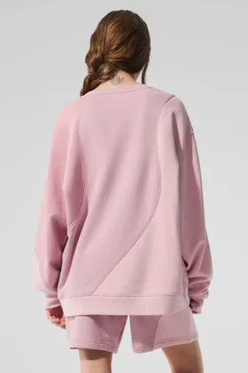 Make Waves genser med rund hals – solnedgangsrosa tonet