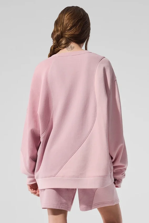 Make Waves genser med rund hals – solnedgangsrosa tonet