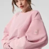 Make Waves genser med rund hals – solnedgangsrosa tonet