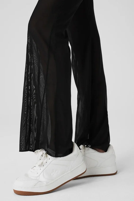 Mesh High-Waist Flicker-bukser – svart