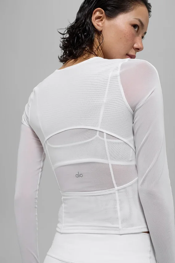 Mesh Winter Twilight langermet – hvit