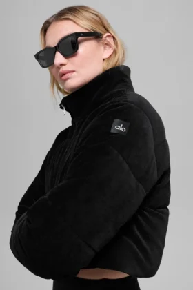 Micro Corduroy Dreamy Puffer – Svart