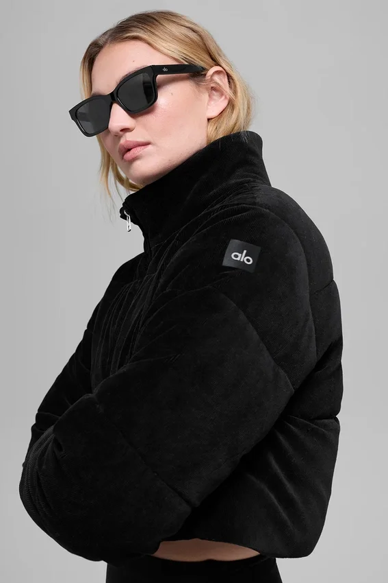 Micro Corduroy Dreamy Puffer – Svart