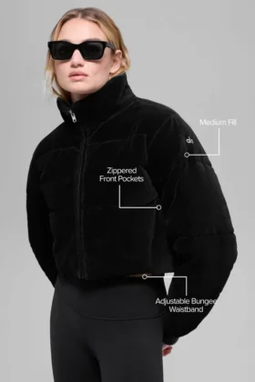Micro Corduroy Dreamy Puffer – Svart