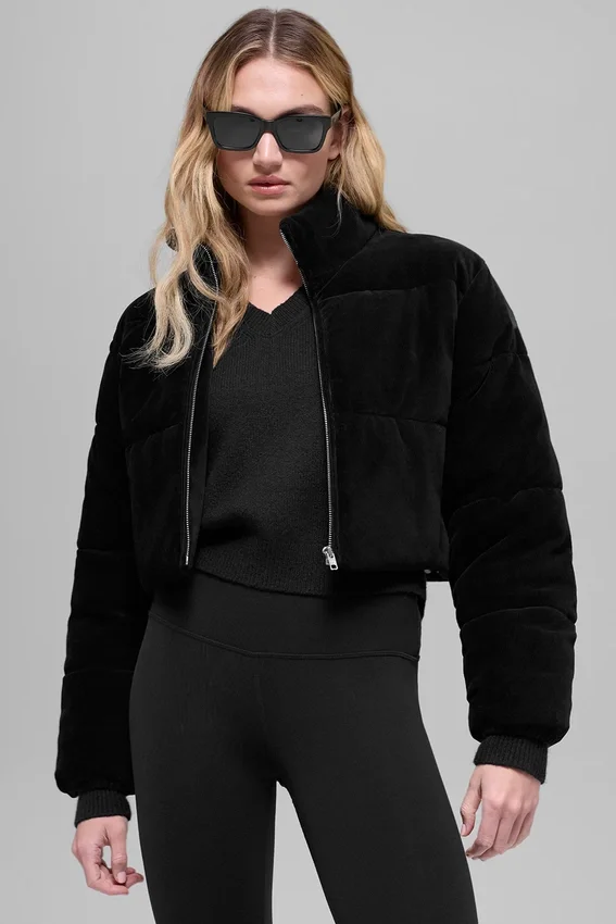 Micro Corduroy Dreamy Puffer – Svart