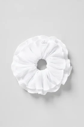 Micro Plisse Oversize-scrunchie – hvit