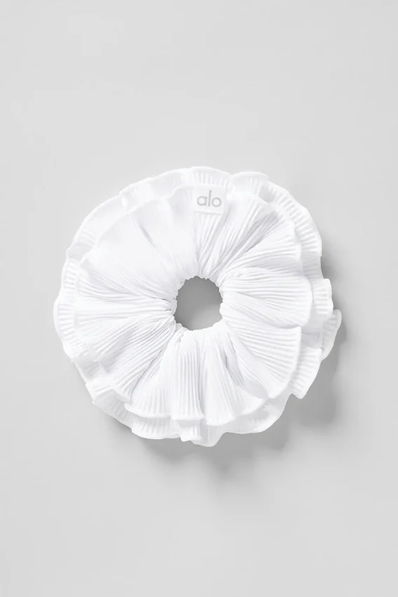 Micro Plisse Oversize-scrunchie – hvit