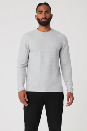 Micro Waffle Fast Break langermet T-skjorte – Athletic Heather Grey