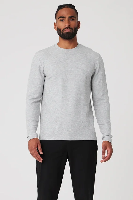 Micro Waffle Fast Break langermet T-skjorte – Athletic Heather Grey