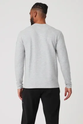 Micro Waffle Fast Break langermet T-skjorte – Athletic Heather Grey