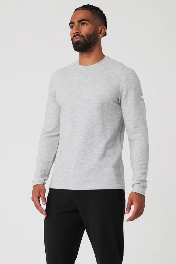 Micro Waffle Fast Break langermet T-skjorte – Athletic Heather Grey