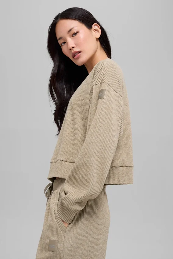 Muse genser med rund hals – Gravel Heather