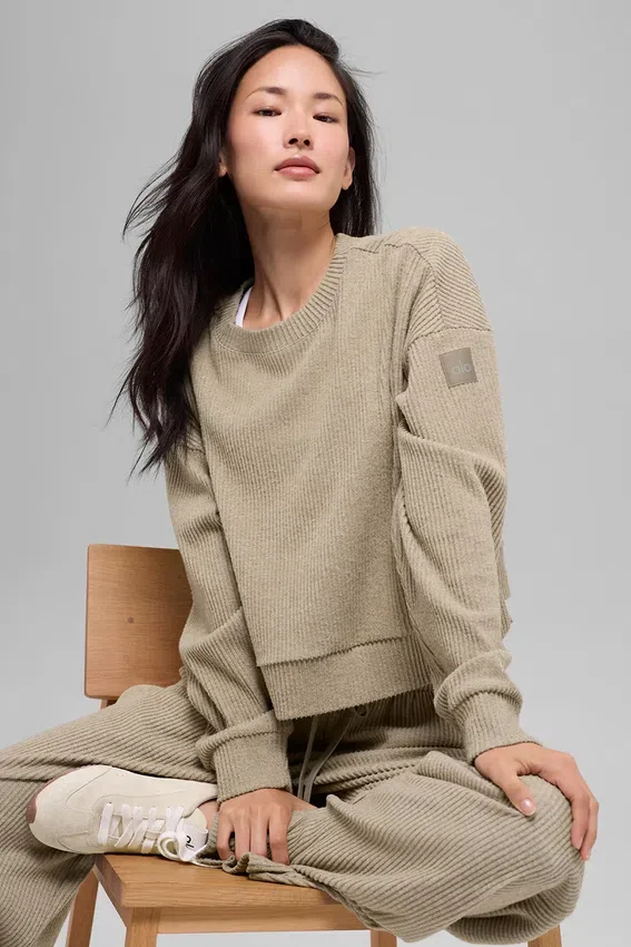 Muse genser med rund hals – Gravel Heather