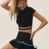 My Serve-tennisskjørt i bomull og kashmir med High-Waist-modell – svart/hvit