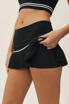 My Serve-tennisskjørt i bomull og kashmir med High-Waist-modell – svart/hvit
