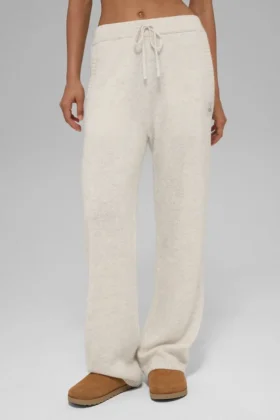 New Class-joggebukser i ull og kashmir – Bone Heather