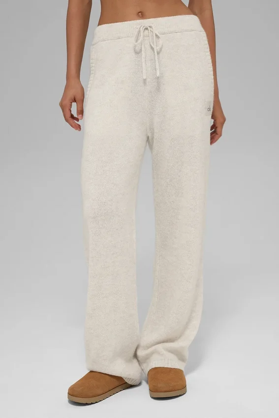 New Class-joggebukser i ull og kashmir – Bone Heather