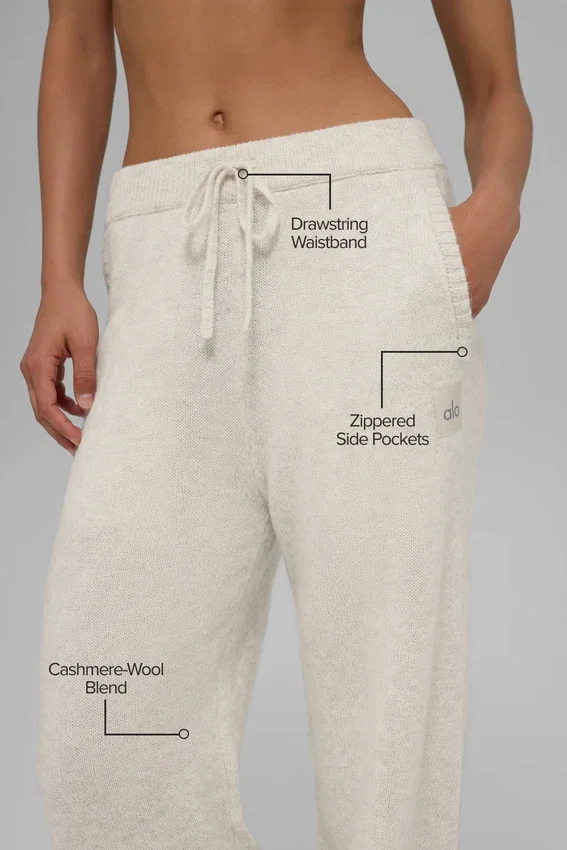 New Class-joggebukser i ull og kashmir – Bone Heather