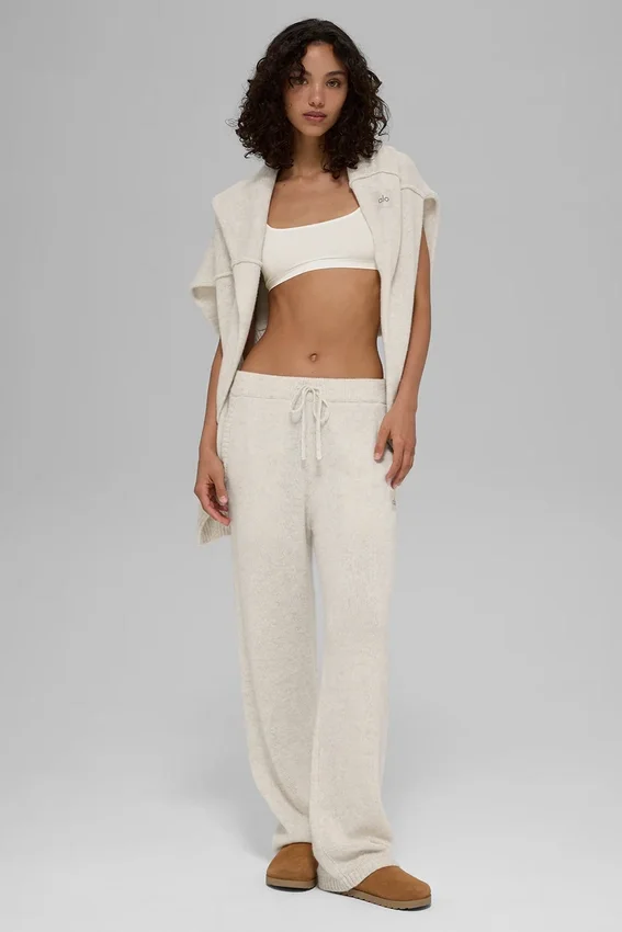 New Class-joggebukser i ull og kashmir – Bone Heather
