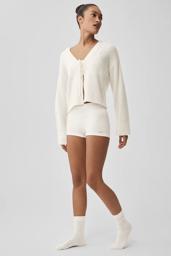 New Class Tie-cardigan i ull og kashmir – elfenben