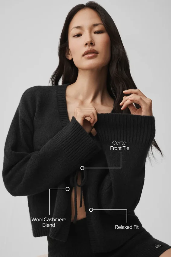 New Class Tie-cardigan i ull og kashmir – svart