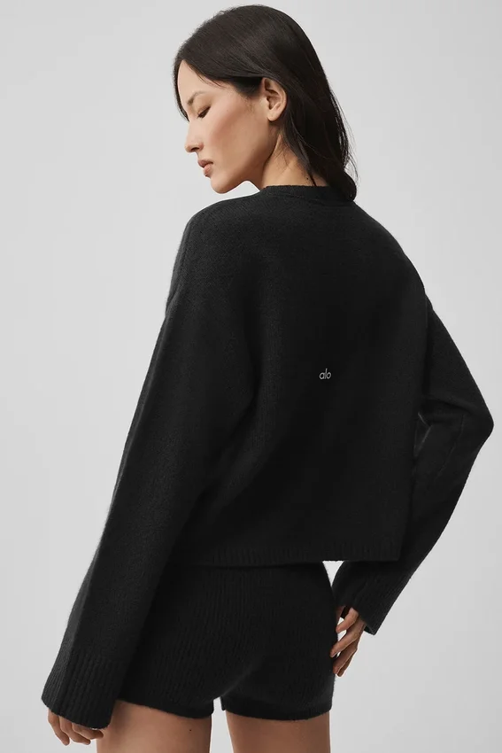 New Class Tie-cardigan i ull og kashmir – svart