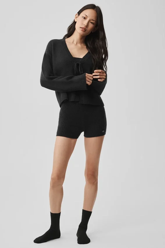 New Class Tie-cardigan i ull og kashmir – svart