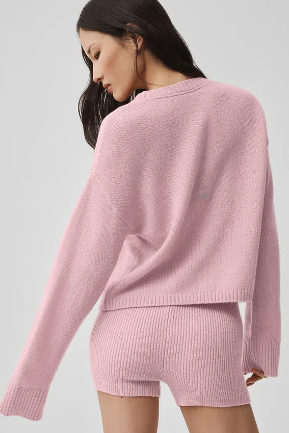 New Class Tie-cardigan i ull og kashmir – vintage rosa