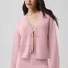 New Class Tie-cardigan i ull og kashmir – vintage rosa
