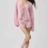 New Class Tie-cardigan i ull og kashmir – vintage rosa