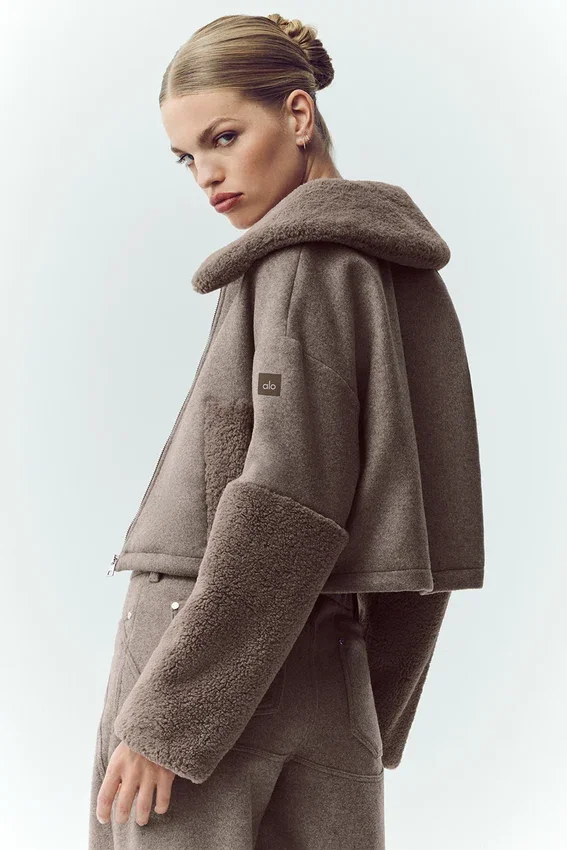 Nightfall-bomberjakke i ullblanding – Alpine Cocoa Heather