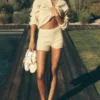 Noble Shorts i ull og kashmir med ribbestrikk – Candlelight Yellow