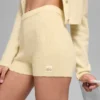 Noble Shorts i ull og kashmir med ribbestrikk – Candlelight Yellow