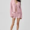 Noble-shorts i ull og kashmir med ribbestrikk – vintage-rosa