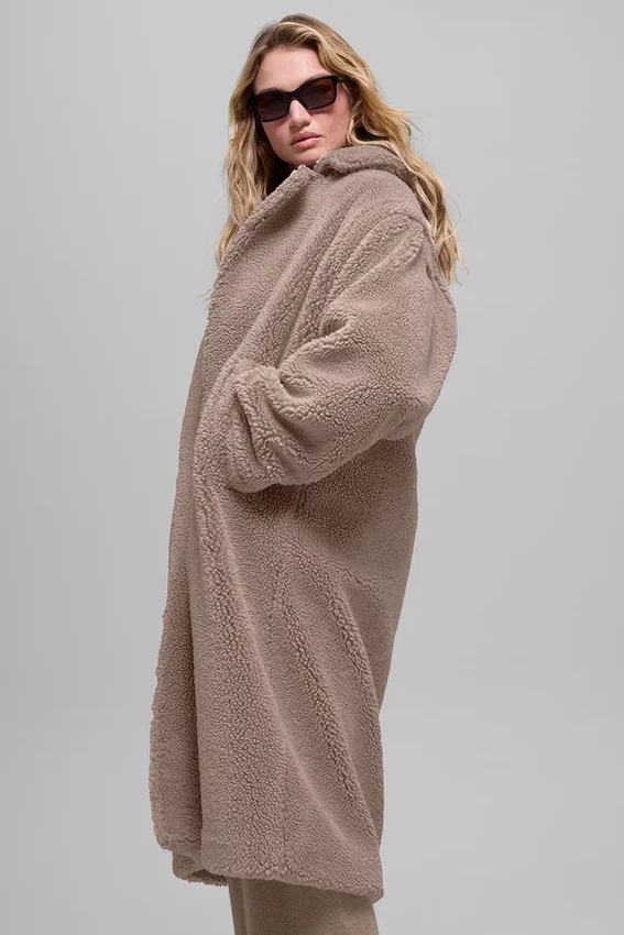 Oversized Sherpa-trench – Chai Latte