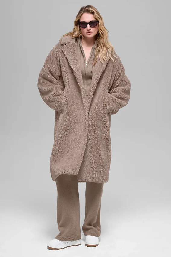 Oversized Sherpa-trench – Chai Latte