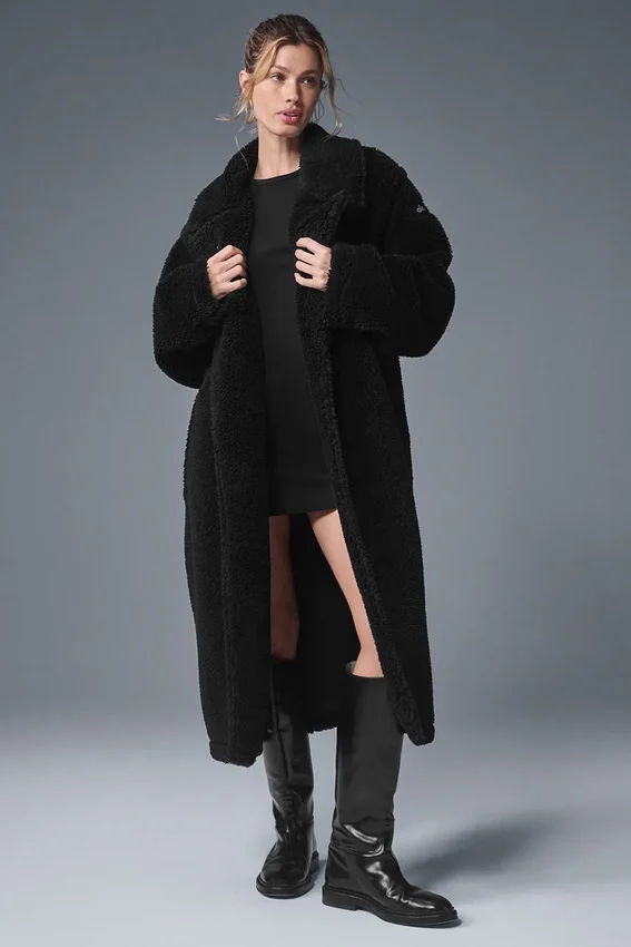 Oversized Sherpa-trench – svart